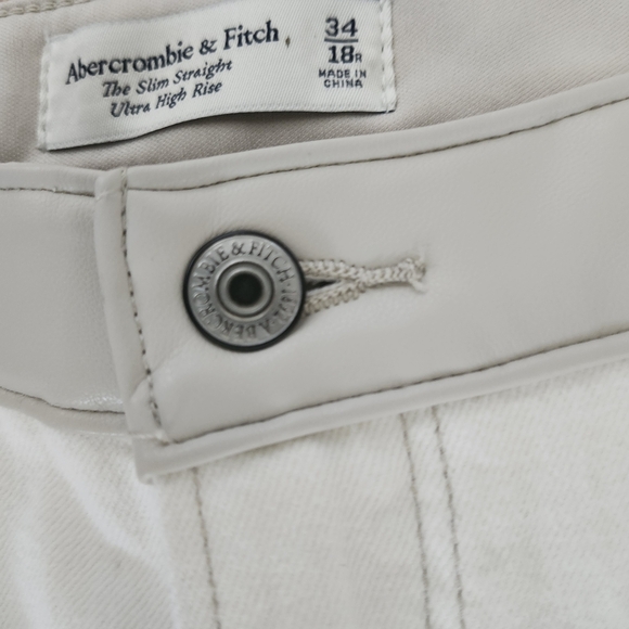 Abercrombie & Fitch Slim Straight Ultra High Rise Faux Leather Denim Jeans 34-18 - Picture 14 of 14